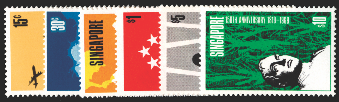 SINGAPORE 1969 150th Anniversary set of 6 to $10, SG121/6