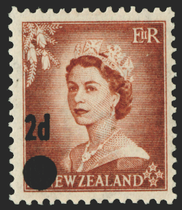 NEW ZEALAND 1958 2d on 1½d brown-lake error, SG763b