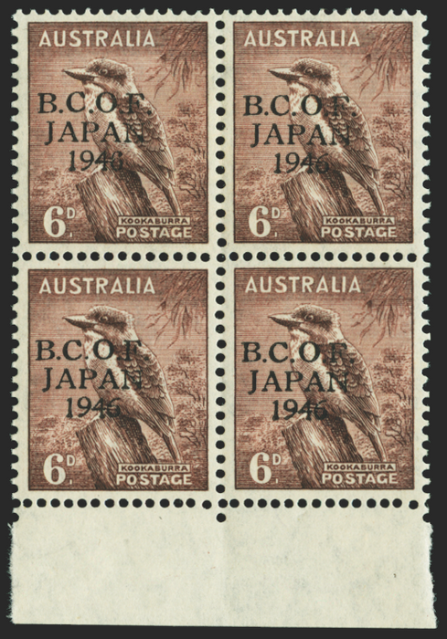 AUSTRALIA B.C.O.F. 1946-48 6d purple-brown variety, SGJ4/a