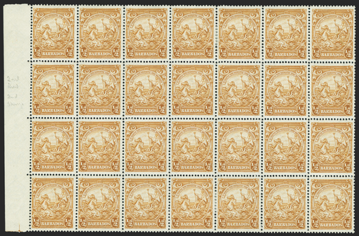 BARBADOS 1938-47 ½d yellow-bistre (UNUSED) SG248c/ca
