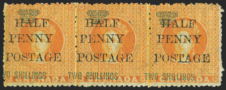 GRENADA 1888-91 ½d on 2s orange variety, SG43/c