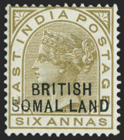 SOMALILAND PROTECTORATE 1903 6a olive-bistre, variety, (UNUSED) SG19b