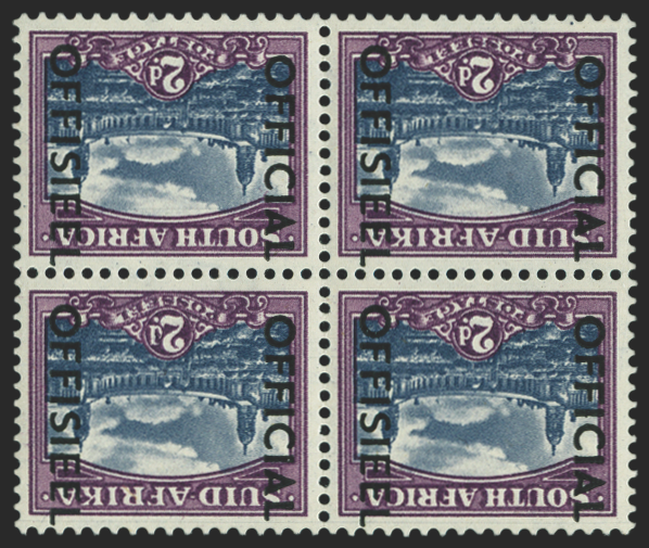 SOUTH AFRICA 1950-54 2d blue and violet Official, error, SGO45a