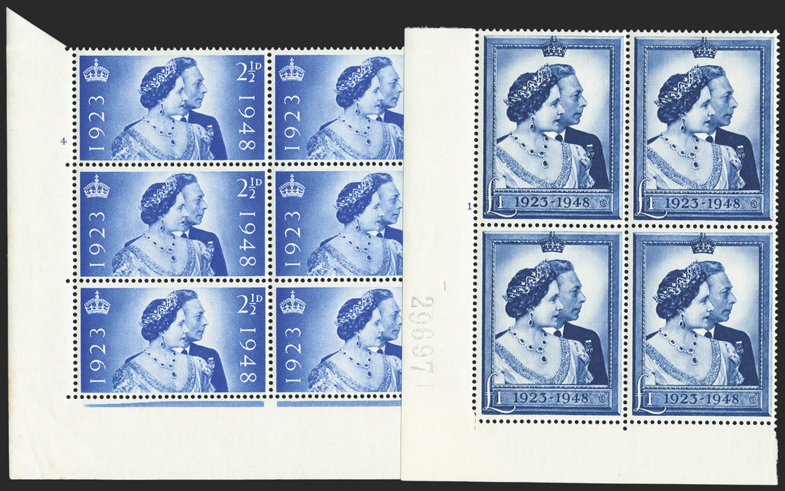Great Britain 1948 2½d-£1 Royal Silver Wedding, SG493/4