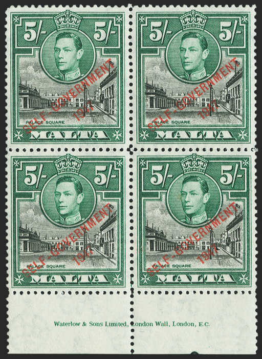 MALTA 1948-53 'SELF-GOVERNMENT' 5s black and green, SG247