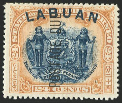 North Borneo Labuan 1901 24c blue and ochre Postage Due, SGD9ba