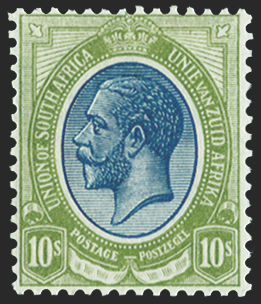 SOUTH AFRICA 1913-24 10s deep blue and olive green, SG16