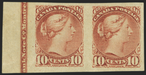 CANADA 1889-97 'Small Queen' 10c brownish red pair (UNUSED), SG111a