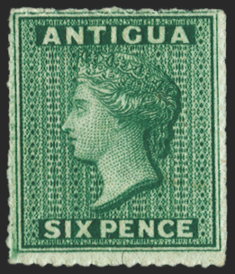 ANTIGUA 1863-67 6d green, SG8