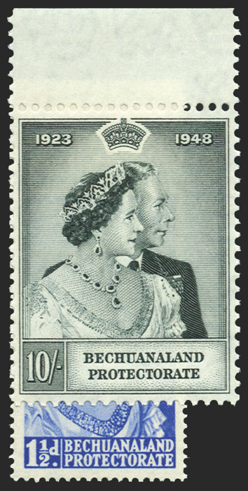 BECHUANALAND 1948 RSW 1½d and 10s (UNUSED), SG136/7