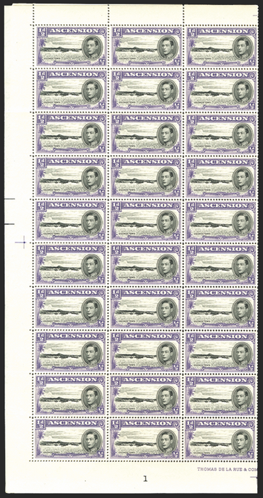 ASCENSION 1938-53 ½d black and violet variety, SG38b/ba/bb