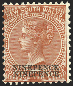 Australia New South Wales 1899 9d on 10d dull brown error, SG309a