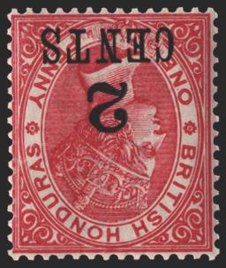 BRITISH HONDURAS 1888-91 3c on 1d carmine (UNUSED), SG37w