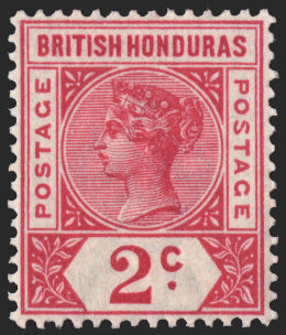 BRITISH HONDURAS 1891 2c carmine-rose variety, SG52b