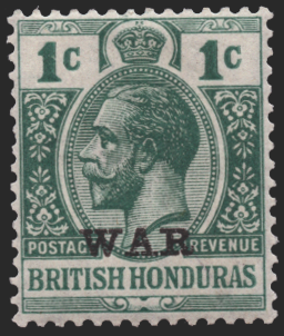 BRITISH HONDURAS 1917-18 1c blue-green (UNUSED), SG116ax