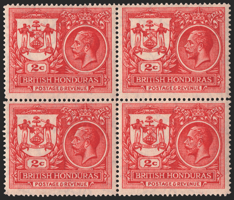 BRITISH HONDURAS 1921 Peace 2c rose-red (UNUSED), SG121a