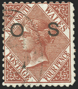 Australia New South Wales 1882-85 4d dark brown Official, SGO27b