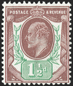 Great Britain 1912 1d dull reddish purple & green, SG287