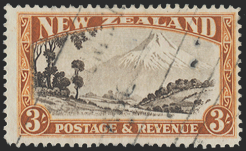 NEW ZEALAND 1935-36 3s chocolate and yellow-brown (USED), SG569ay