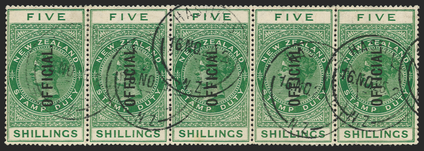 NEW ZEALAND 1913-25 5s yellow-green Official, SGO86