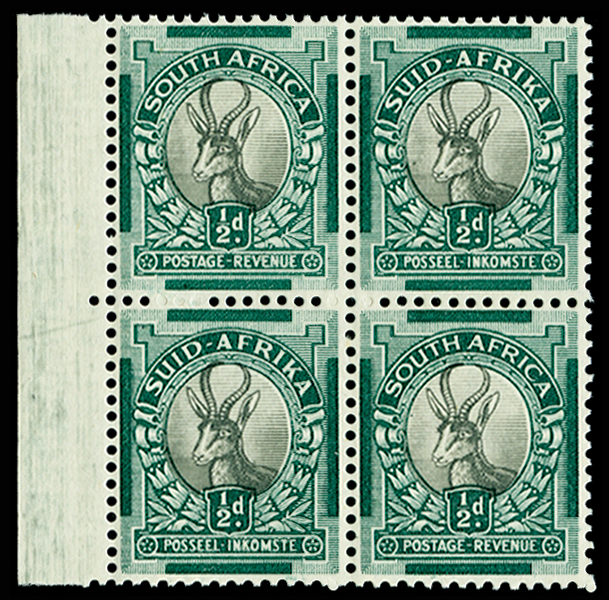SOUTH AFRICA 1933-48 ½d grey and green variety, SG54bw