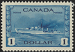 CANADA 1942-48 War Effort $1 blue 'Destroyer' (UNUSED), SG388