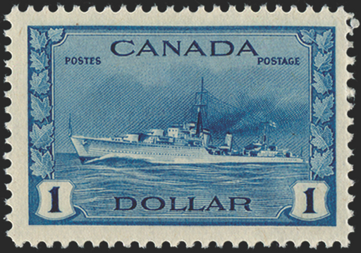 CANADA 1942-48 War Effort $1 blue 'Destroyer' (UNUSED), SG388
