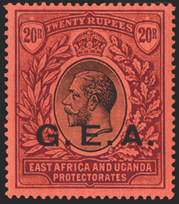 TANGANYIKA 1917-21 20r black and purple/red 'G.E.A.', SG61