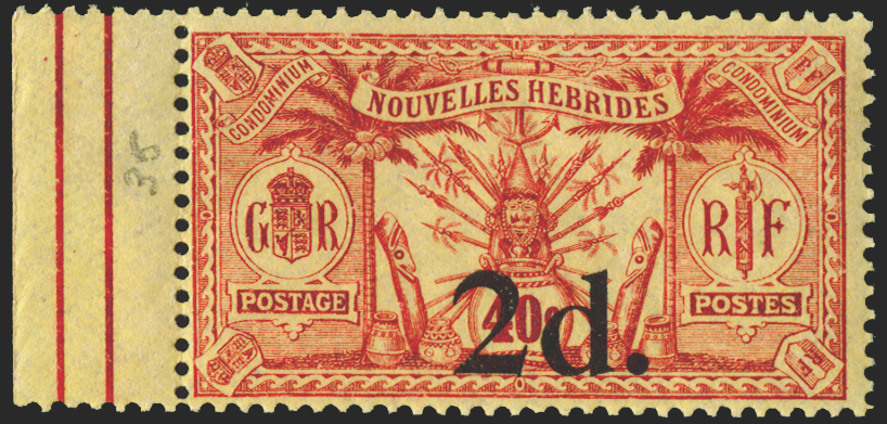 NEW HEBRIDES 1920-21 2d on 40c red/yellow, SG35