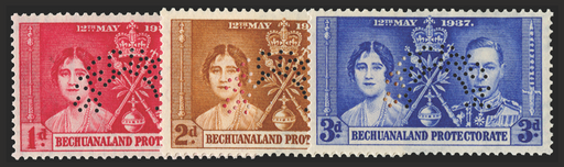 BECHUANALAND 1927 Coronation set of 3 (SPECIMEN), SG115s/17s