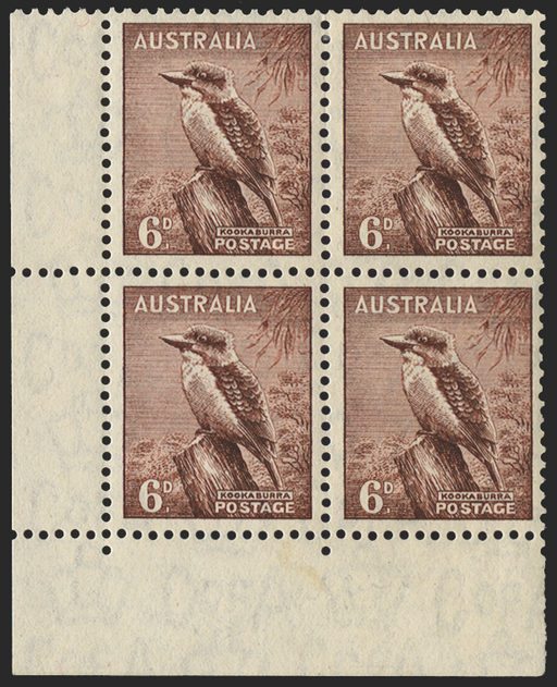 AUSTRALIA 1937-49 6d purple-brown 'Kookaburra' (UNUSED), SG172