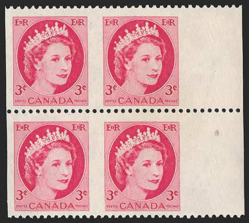 CANADA 1954-62 3c carmine (UNUSED), SG465a