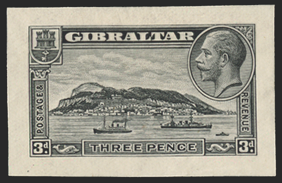 GIBRALTAR 1933 3d die proof in black, SG113