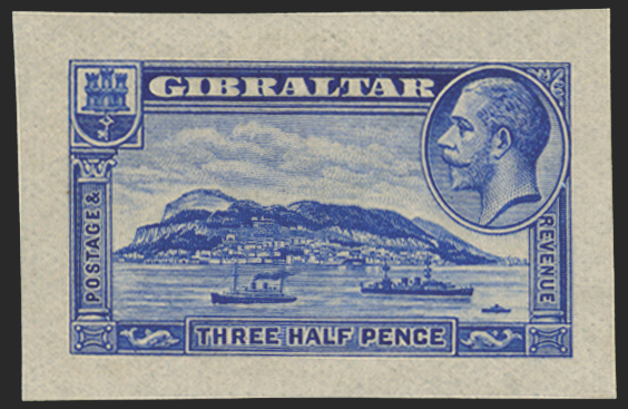 GIBRALTAR 1931 1½d die proof in bright blue, SG111