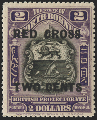 NORTH BORNEO 1918 Red Cross $2 + 2c lilac, SG232