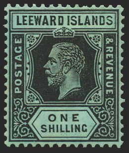 LEEWARD ISLANDS 1912-22 1s black/green, SG54a