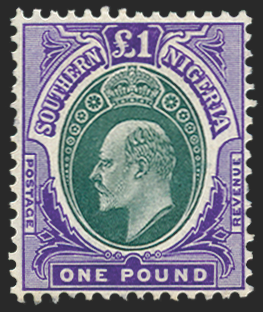 SOUTHERN NIGERIA 1904-09 £1 green and violet, SG32a