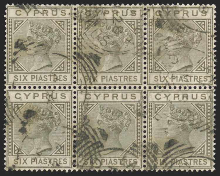 CYPRUS 1881 6pi olive-grey (USED), SG15