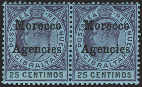 MOROCCO AGENCIES 1903-05 25c purple and black/blue variety, SG20/b