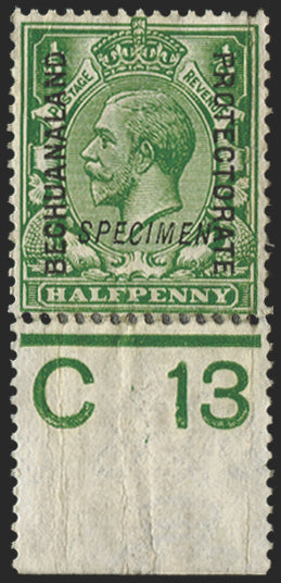 BECHUANALAND 1913 ½d green Specimen, SG73