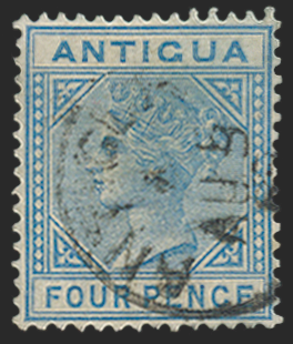 ANTIGUA 1882 4d blue (USED), SG23a