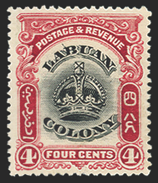 NORTH BORNEO LABUAN 1902-03 4c black and carmine variety, SG120c