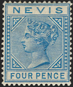 NEVIS 1882-90 4d blue, SG30