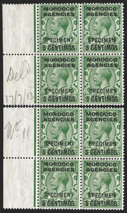 MOROCCO AGENCIES 1914-26 5c on ½d yellow-green SPECIMEN, SG129