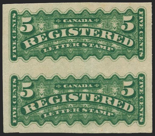 CANADA 1875-92 5c deep green Registration Stamps, SGR6a