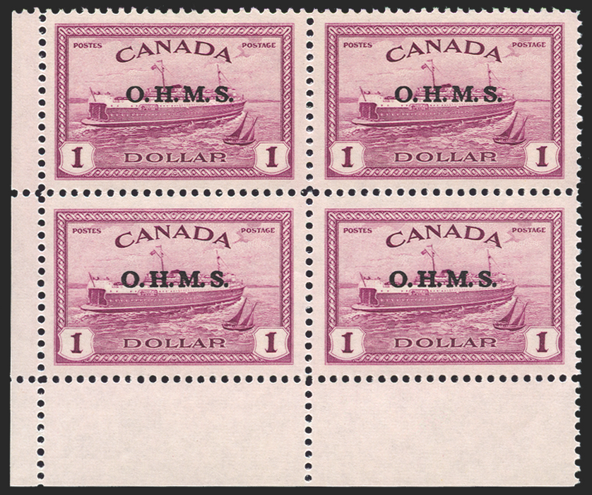 CANADA 1949 $1 purple 'Ferry' Official, SGO170