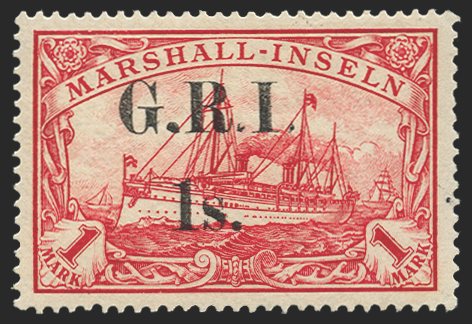 NEW GUINEA 1914 Marshall Islands 1s on 1m carmine, SG59