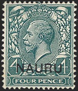 NAURU 1916-23 4d slate-green variety, SG8b