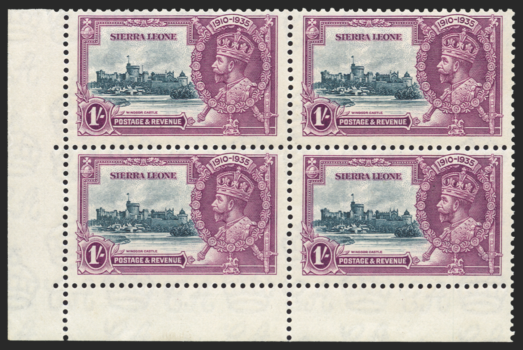 SIERRA LEONE 1935 Silver Jubilee 1s slate and purple, variety, SG184a