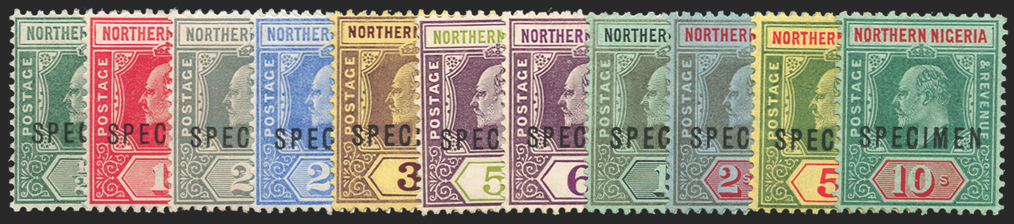 NORTHERN NIGERIA 1910-11 set of 11 to 10s SPECIMEN, SG28s/39s